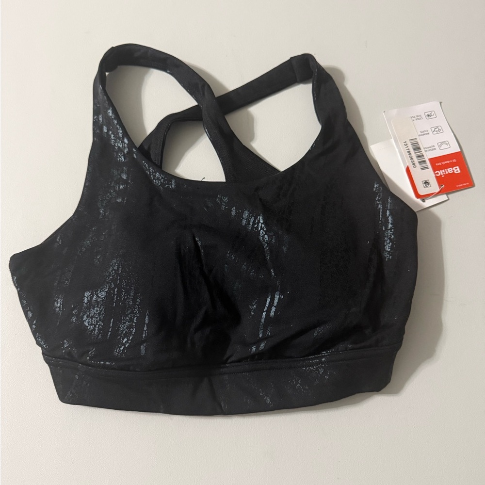Sports‎ Illustrated SI X-Back Sports Bra Black Ski Tracks Foil Medium Support S
